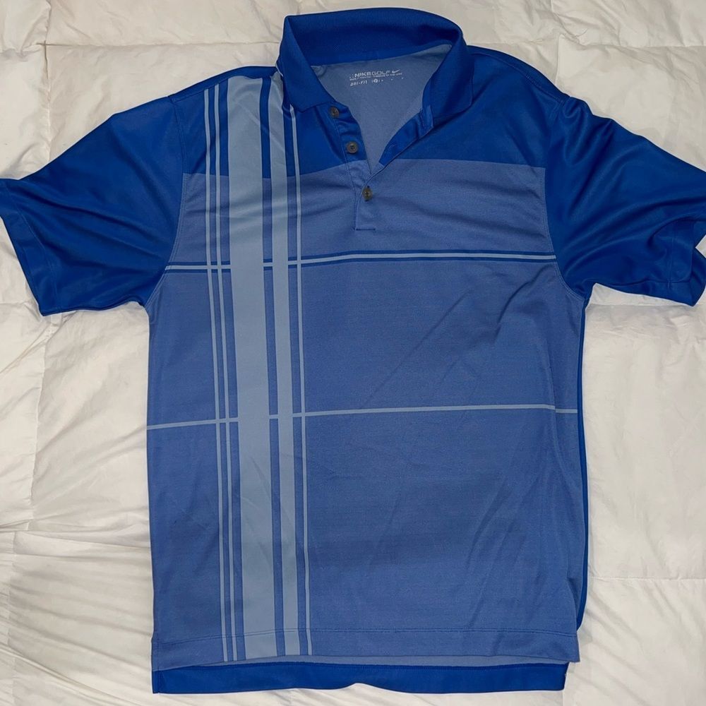 Nike Men's Polo Shirt in Blue with Stripe Design